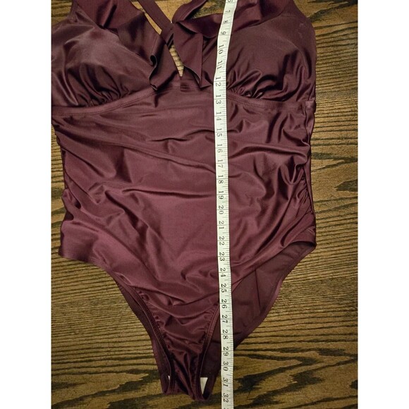 Kona Sol Purple Ruffle One Piece Swim Suit 18W Plus - Picture 7 of 13